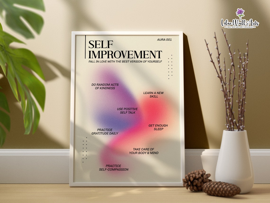 Self Improvement Purple Aura Gradient Mindset Daily Habit Wall Art - Image 6