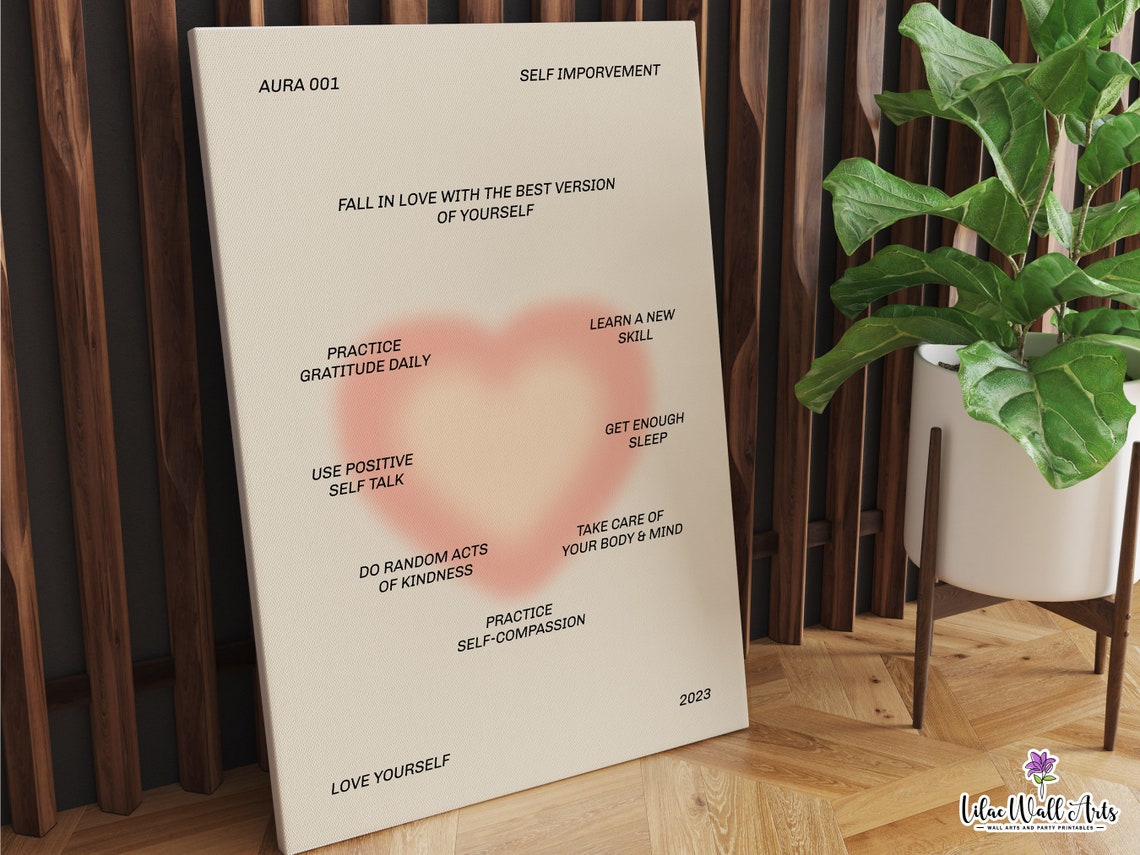 Self Improvement Pink Heart Aura Positive Mindset Self Love Poster