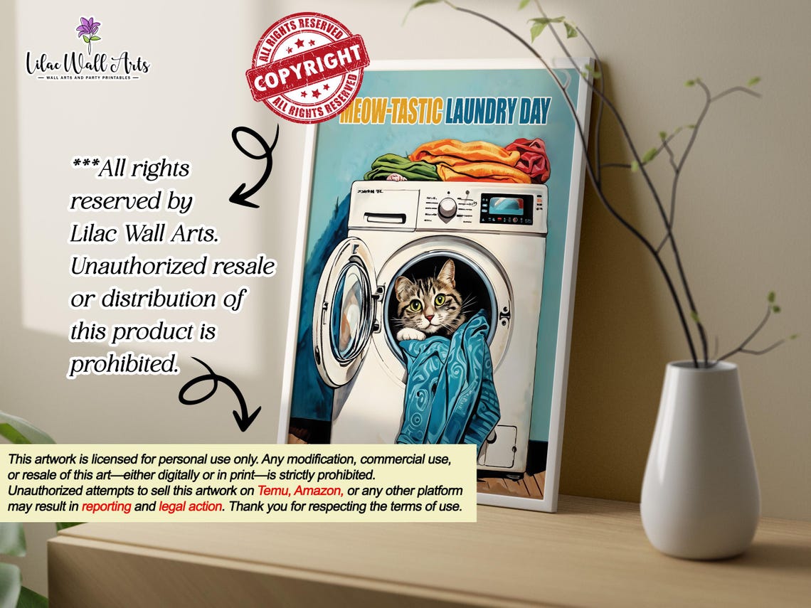 Meow Tastic Laundry Day Cute Cat Washing Machine Funny Poster - Image 3