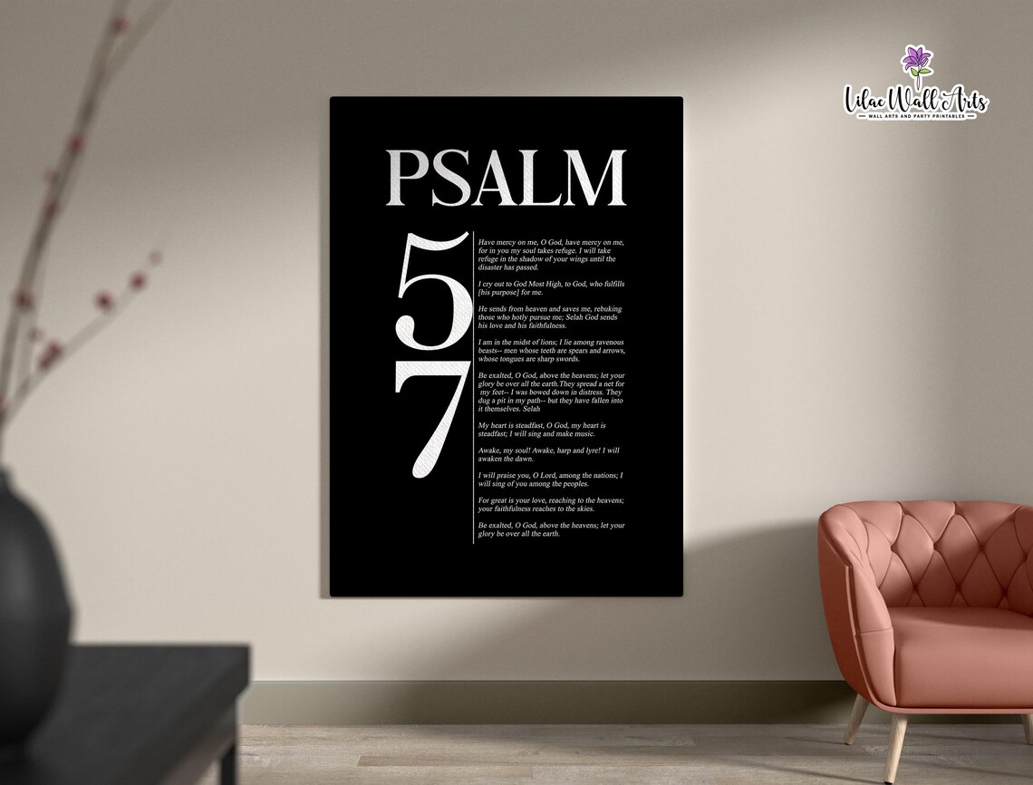 57 Psalm Print Bible Verse Wall Art Scripture Art Christian Bible Poster Modern Christian Art Scripture Artwork Christian Poster - Image 2