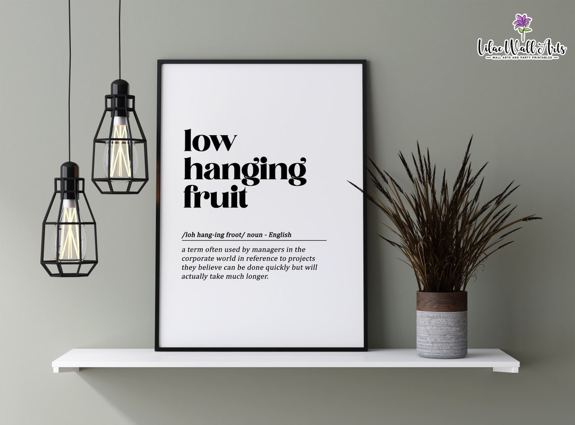 Low Hanging Fruit Definition Funny Corporate Jargon Typography Poster