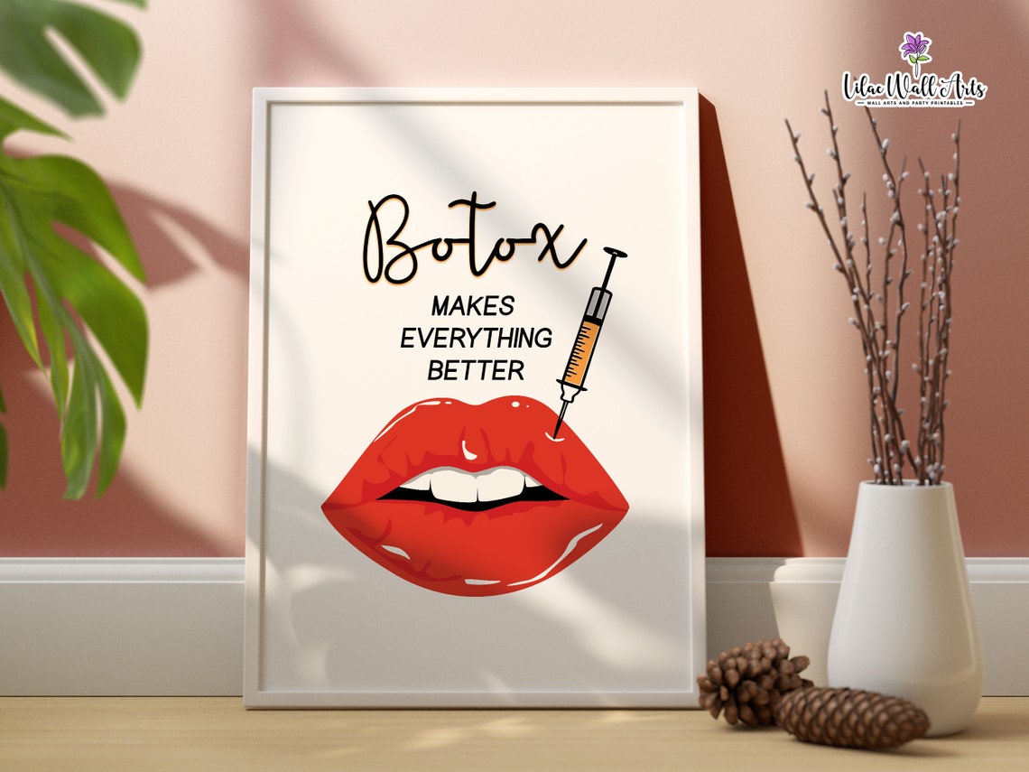 Botox Makes Everything Better Funny Red Lips Beauty Quote Poster