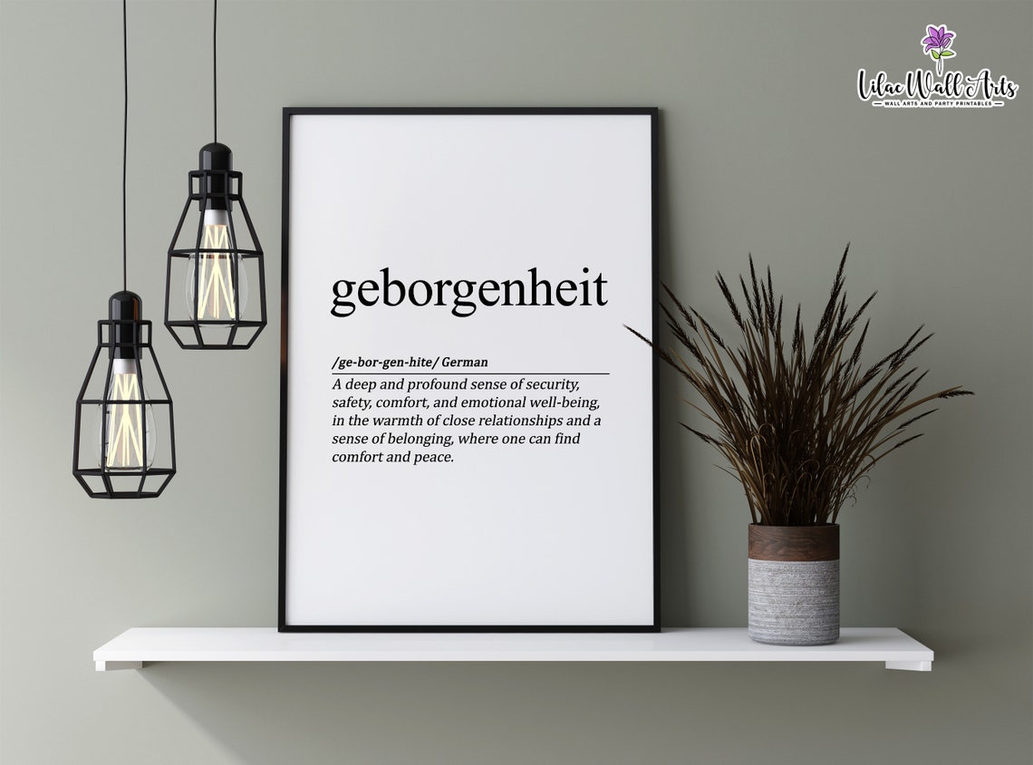 Geborgenheit German Definition Security Belonging Comfort Art Poster - Image 2