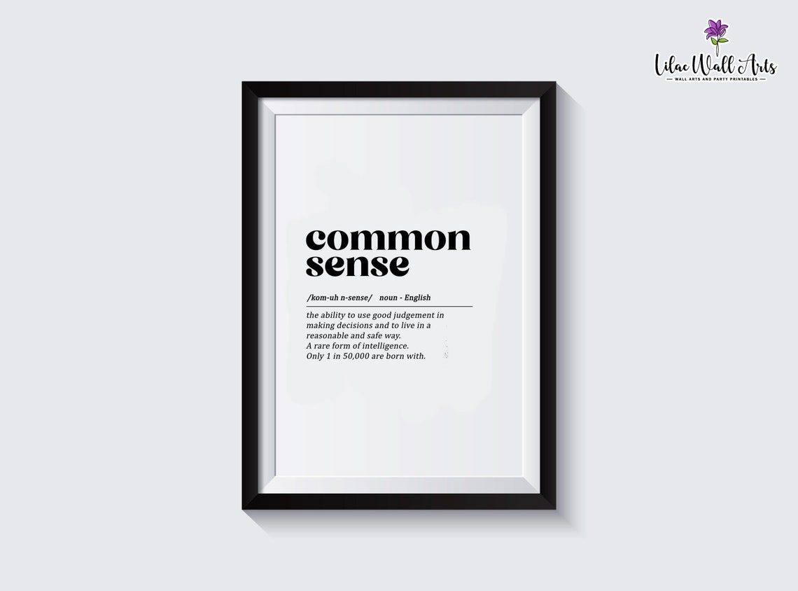 Common Sense Funny Dictionary Definition Rare Intelligence Wall Art - Image 3