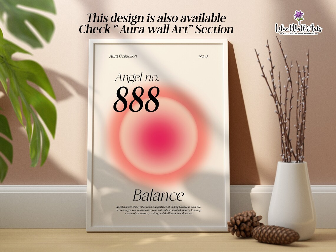 Angel Number 888 Balance Yellow Aura Abundance Manifestation Poster - Image 3