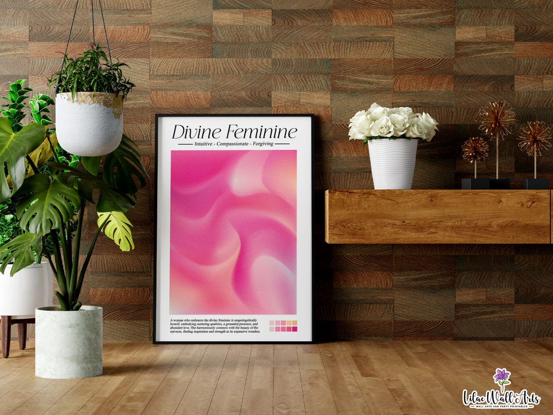 Divine Feminine Pink Aura Silk Wave Canvas Spiritual Gift Poster - Image 2