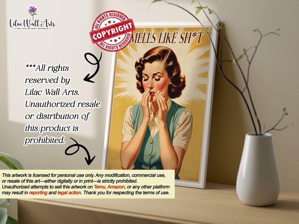 70s Bathroom Art Retro Wall Art Funny Bathroom Sign Funny Bathroom Art Toilet Wall Art Funny Toilet Poster Stinky Bathroom Art Cheeky Print - Image 3
