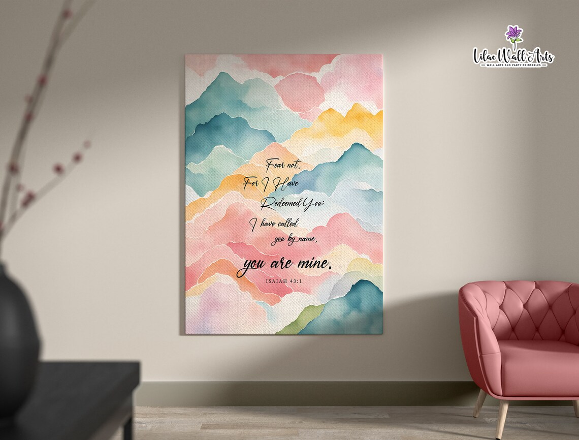 Isaiah 43 1 Fear Not Watercolor Mountain Pastel Christian Poster - Image 4