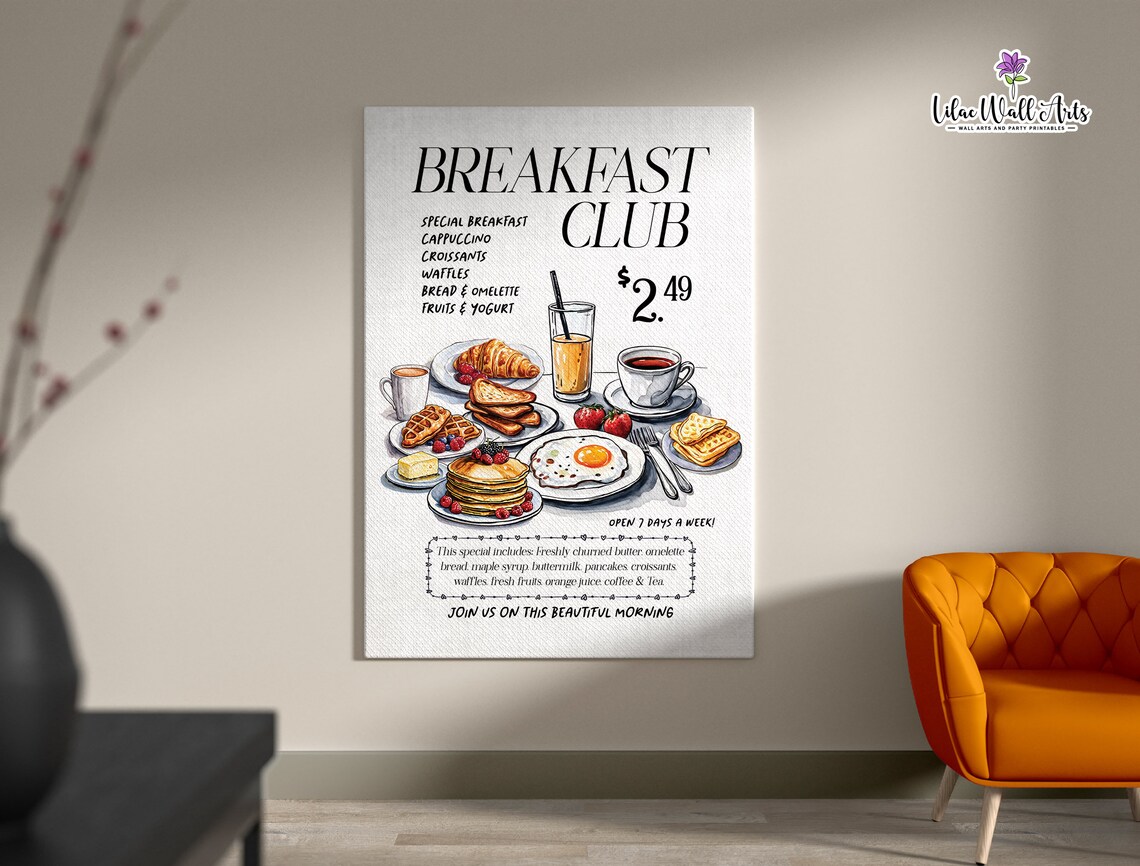 Breakfast Club Croissant Brunch Kitchen Art Print - Image 4