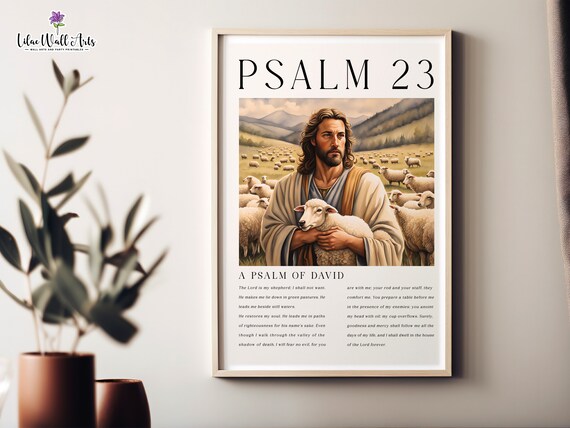 Psalm 23 Psalm 23 Wall Art Lord Is My Shepherd Bible Wall Art Psalm 23 Poster Bible Artwork Biblical Art Modern Jesus Wall Art