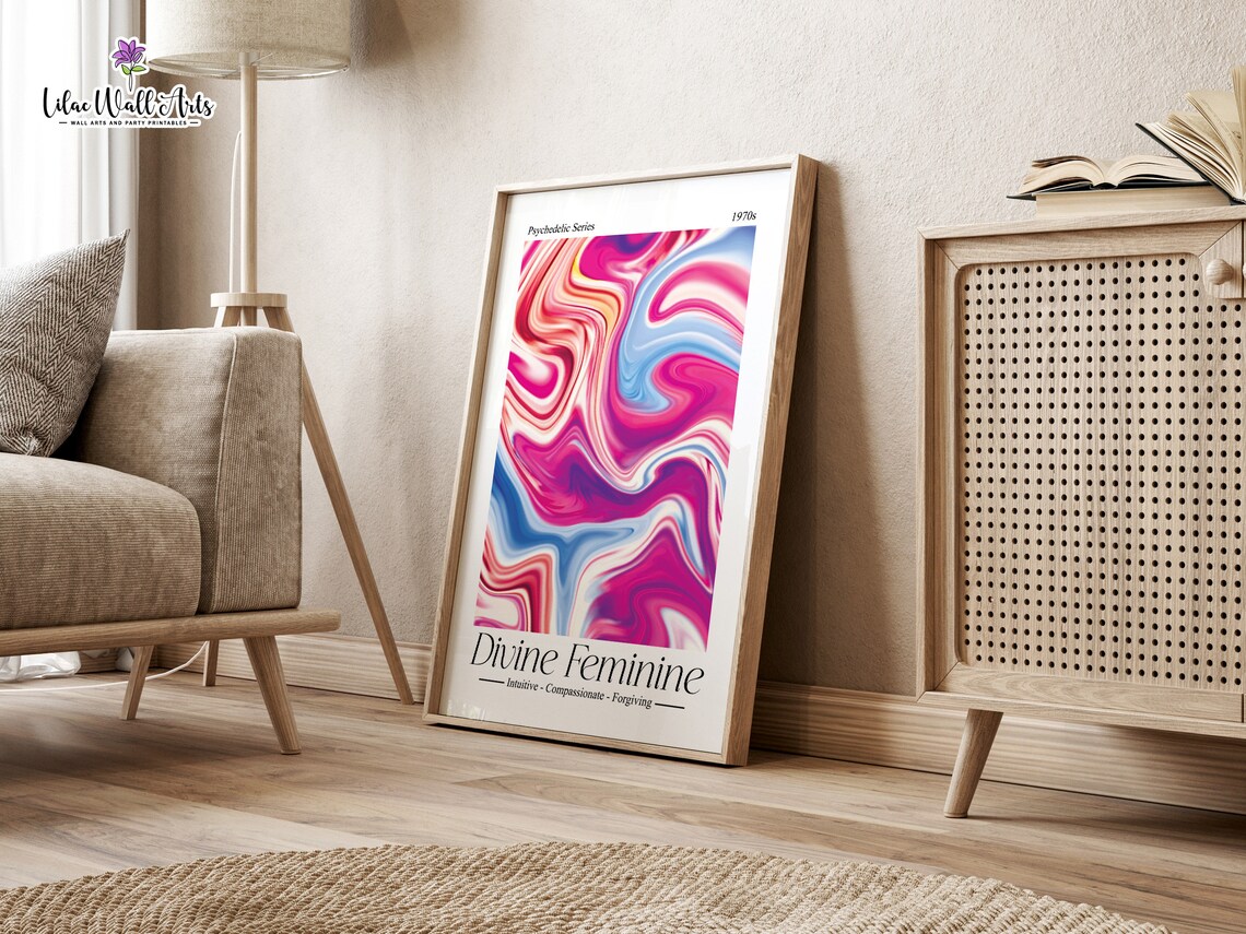 Divine Feminine Psychedelic 1970s Marble Swirl Retro Art Poster - Image 6