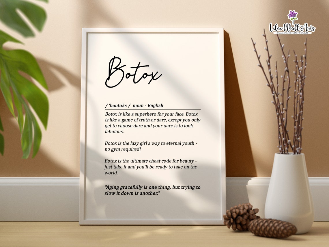Botox Definition Script Funny Aesthetic Clinic Dictionary Wall Print