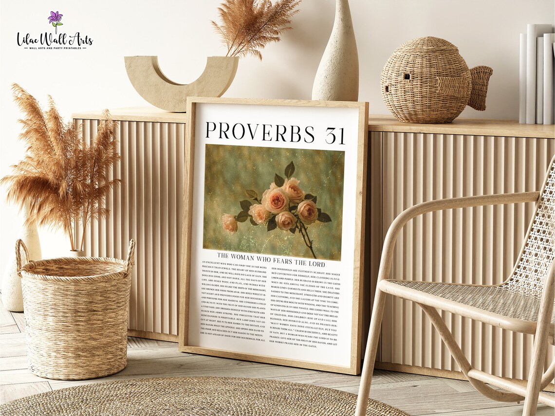 Proverbs 31 Christian Floral Art Print, Coquette Style - Image 3