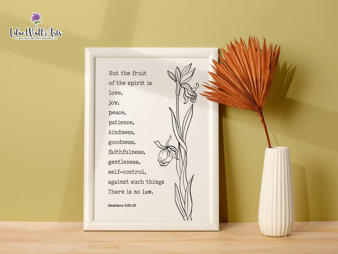 Fruit of the Spirit Galatians Botanical Line Art Scripture Print - Image 3