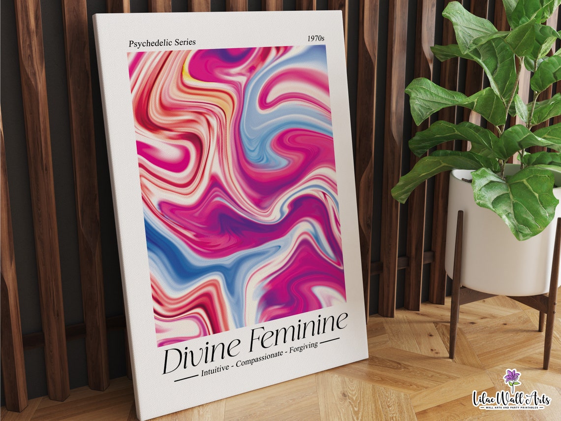 Divine Feminine Psychedelic 1970s Marble Swirl Retro Art Poster - Image 5