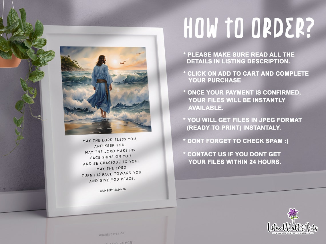 Numbers 6 24 26 May The Lord Boho Bible Verse Sign Numbers Scripture Daily Biblical Art Print Biblical Poster Catholic Bible Quote - Image 3