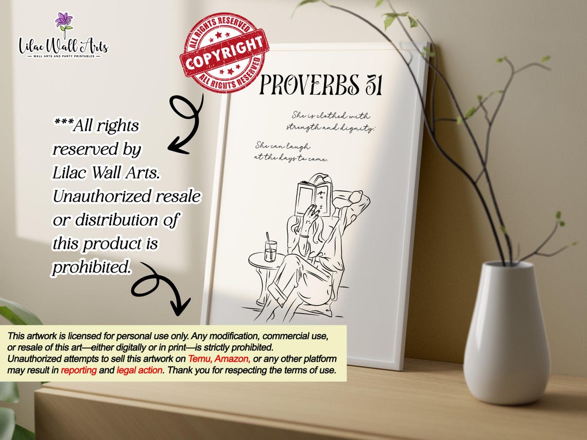Proverbs 31 She Is Clothed with Strength Woman Reading Poster - Image 2