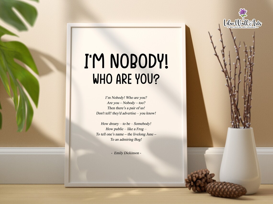 Im Nobody Who Are You Emily Dickinson Playful Poem Canvas Art Poster - Image 6