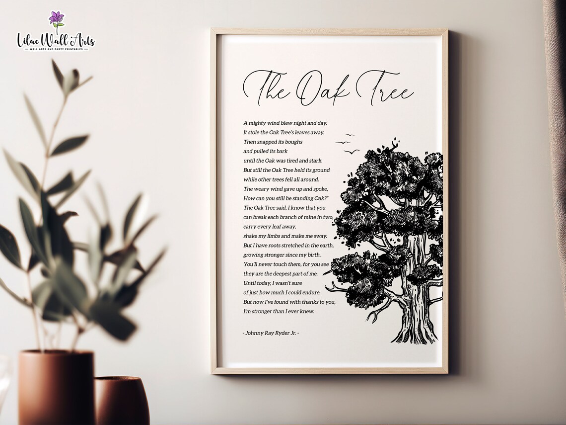 Oak Tree Poem by Johnny Ray Ryder Jr, Art Print