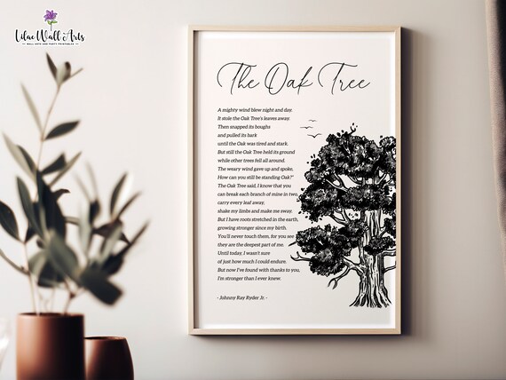 Oak Tree Poem by Johnny Ray Ryder Jr, Art Print