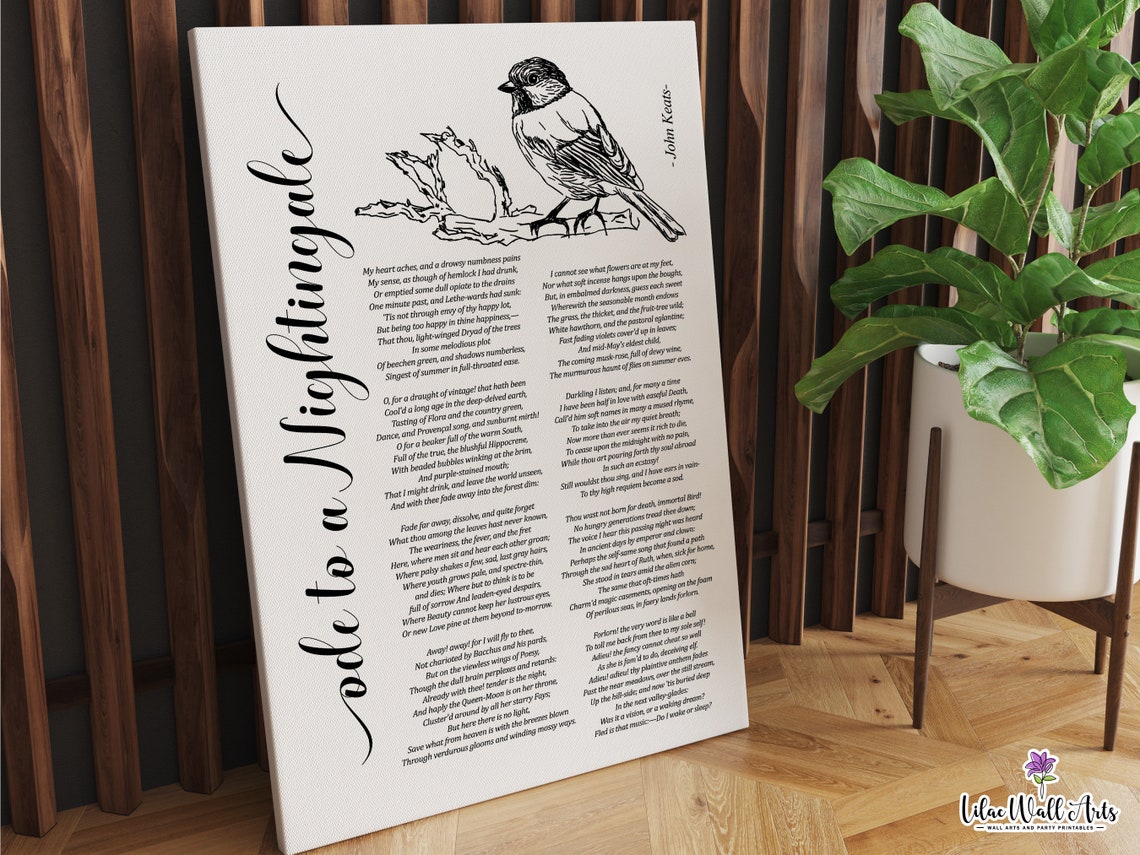 Ode To A Nightingale Keats Full Poem Bird Sketch Literary Art Poster - Image 6