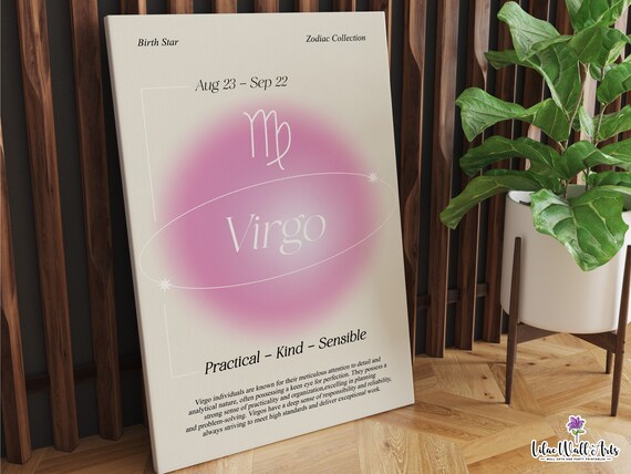 Virgo Zodiac Pink Aura Poster Aug 23 Sep 22 Birth Star Gift Art