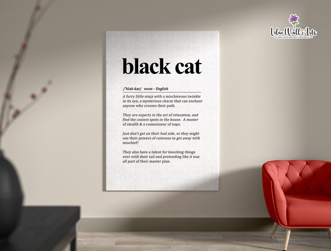 Black Cat Definition Funny Cat Lover Dictionary Typography Poster - Image 5