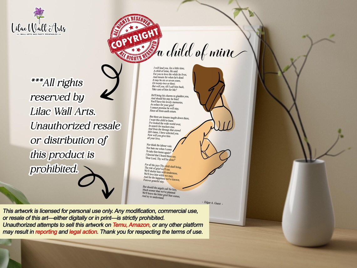 A Child Of Mine Edgar Guest Tender Memorial Comfort Poem Art Poster - Image 6