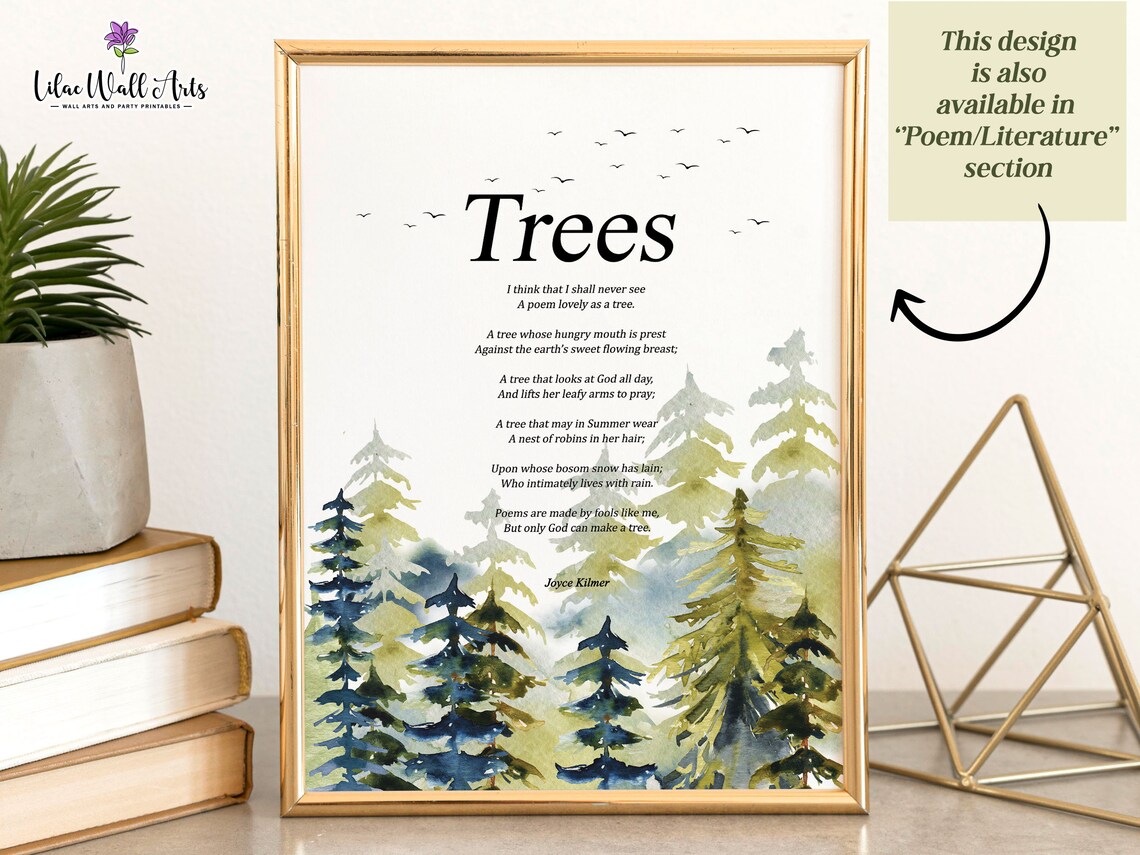 Joyce Kilmer Trees Poem Art Print, Nature Poem - Image 4