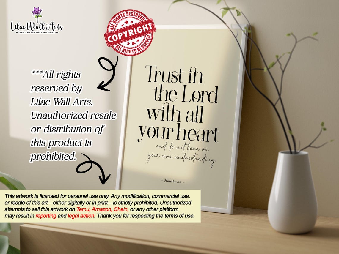 Proverbs 3 5 6 Proverbs Wall Art Trust In The Lord Biblical Art Modern Christian Art Bible Verse Wall Art Daily Scripture Sign Bible Artwork - Image 3