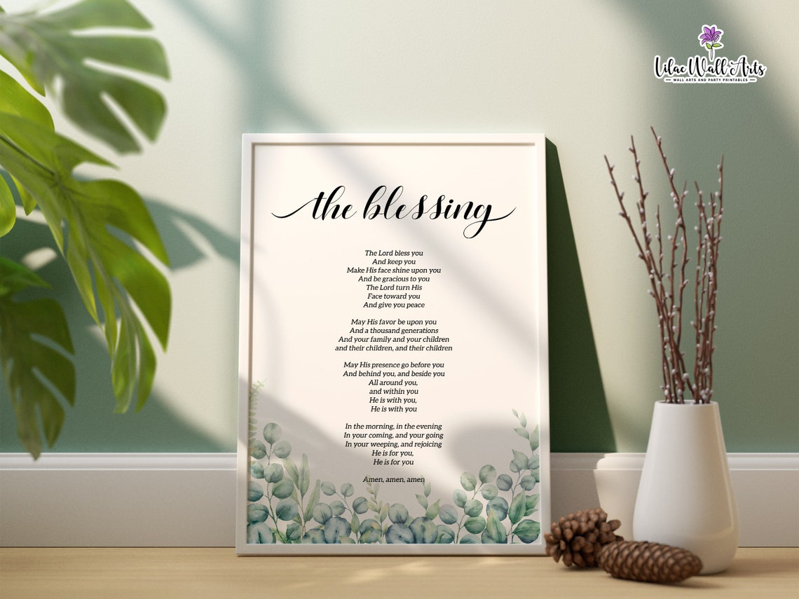 The Blessing Song Lyrics Christian Watercolor Eucalyptus Art Poster - Image 6