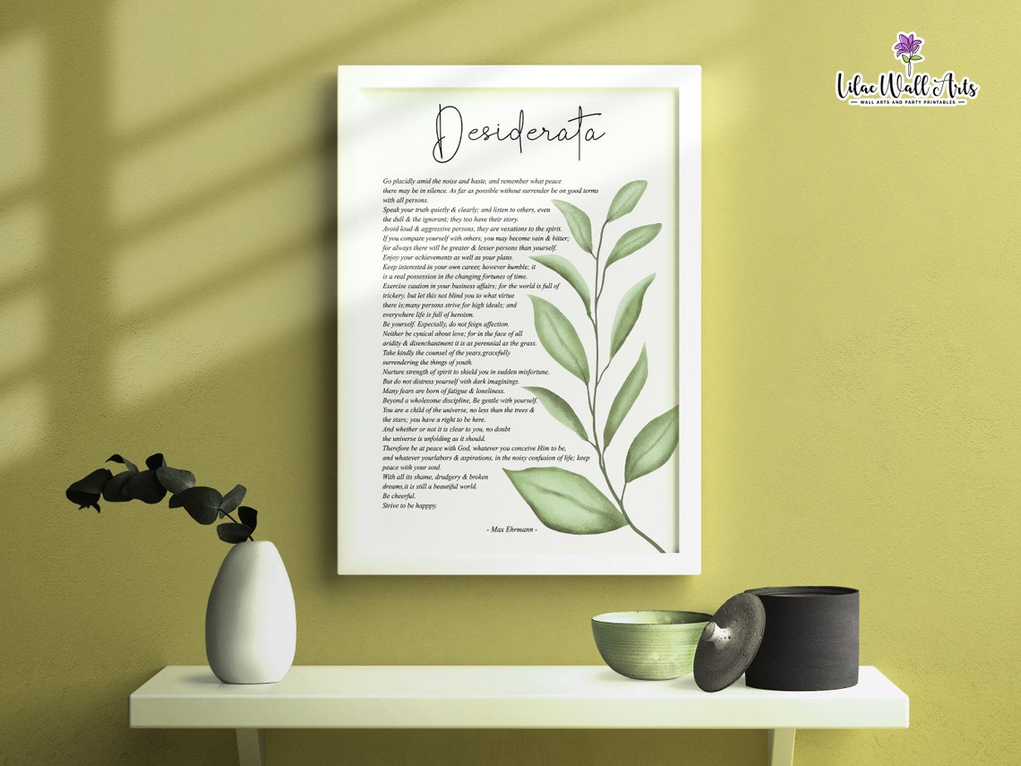 Max Ehrmann Desiderata Inspirational Sage Green Poem Art Poster - Image 4