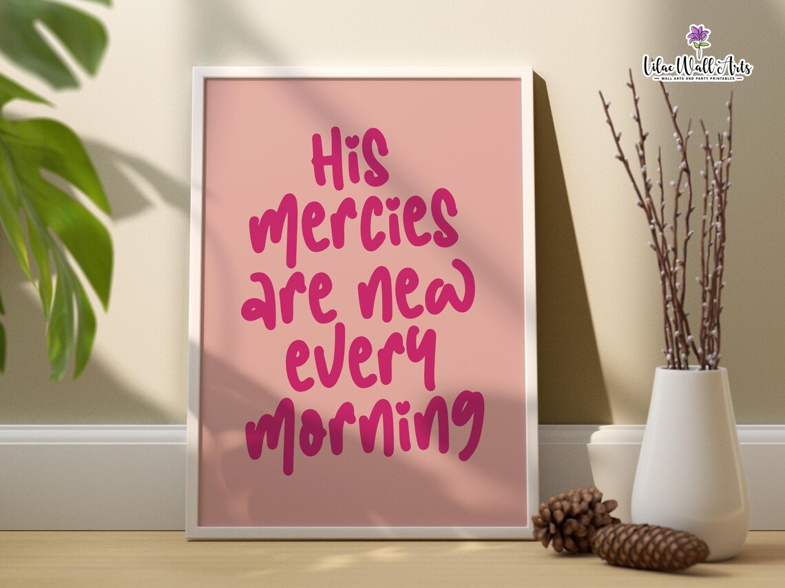 His Mercies Are New Every Morning Magenta Pink Bible Faith Poster