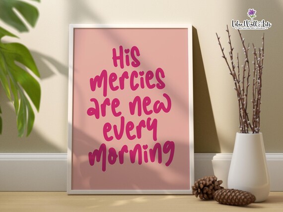 His Mercies Are New Every Morning Magenta Pink Bible Faith Poster