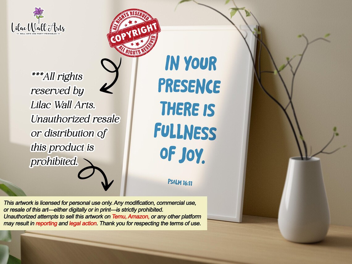 Psalm 16:11 In Your Presence There Is Fullness of Joy Poster - Image 2