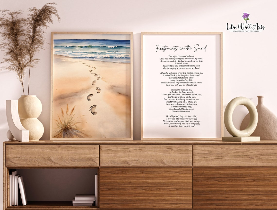 Footprints In The Sand Classic Christian Poem Minimalist Poster - Image 2