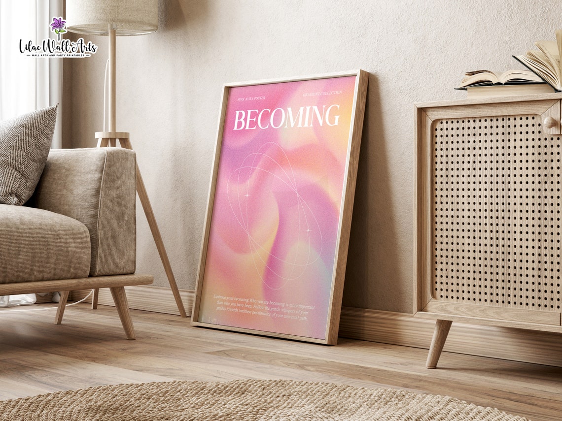 Becoming Pink Aura Gradient Collection Spiritual Affirmation Wall Art - Image 6