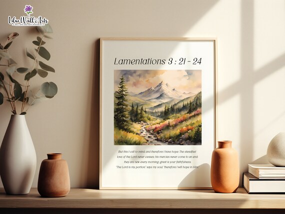 Lamentations 321 24 Mountain Valley Watercolor Faithfulness Poster