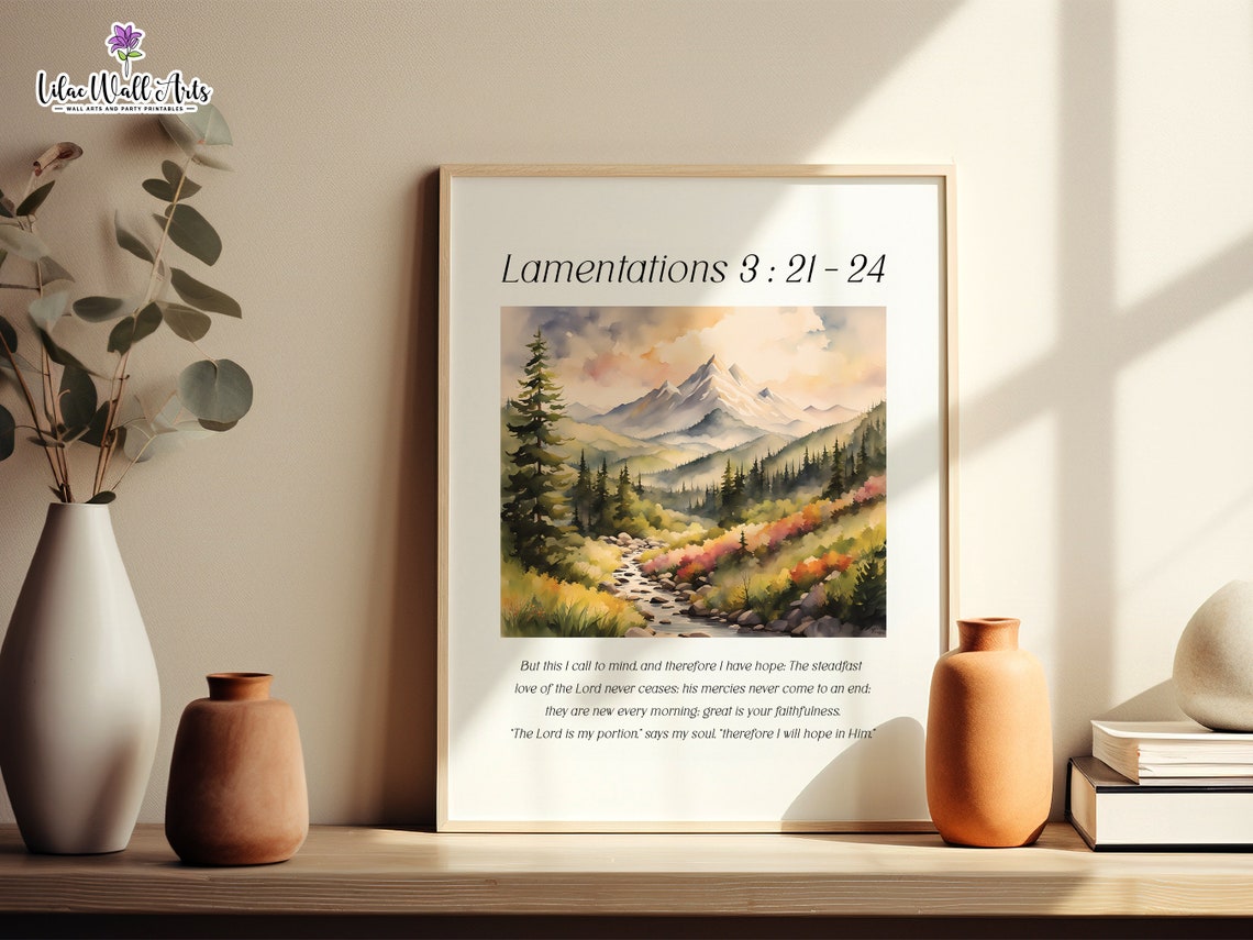 Lamentations 3 23 Print Christian Home Dcor Scripture Faith Wall Art Christian Wall Dcor Modern Christian Print Verse