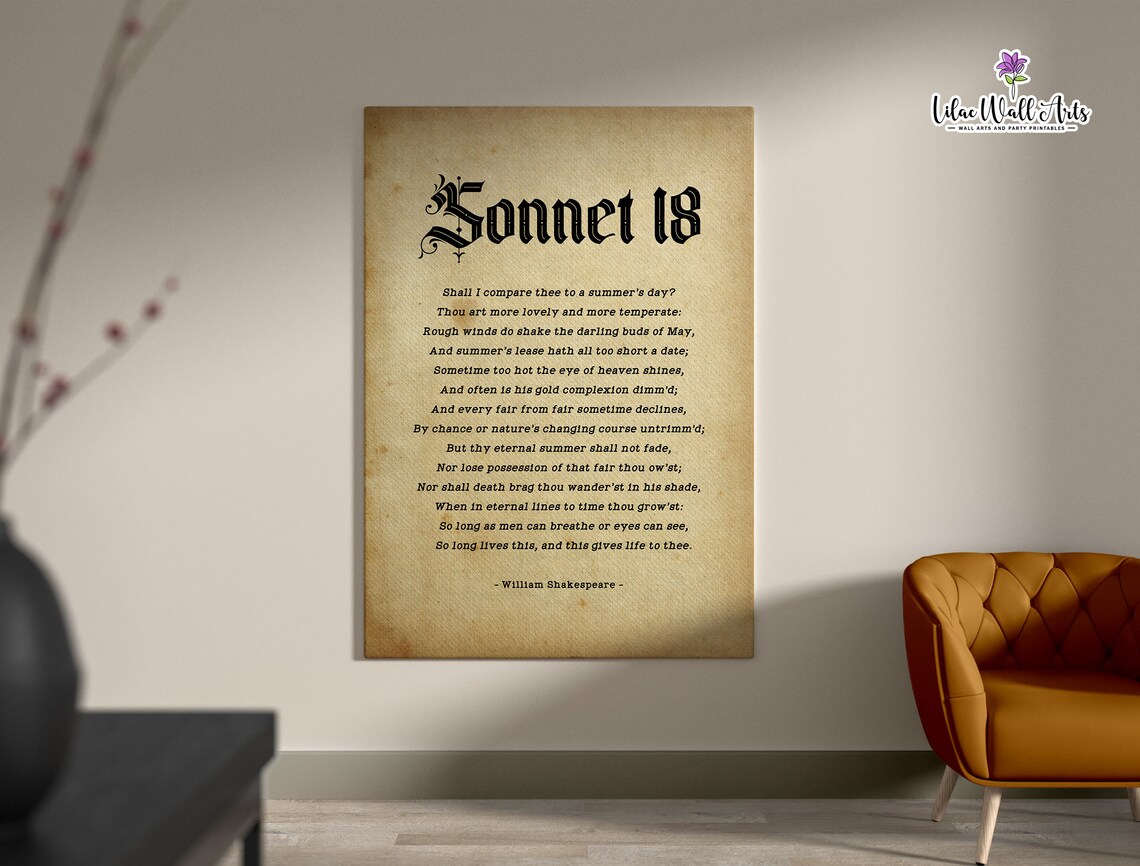 Sonnet 18 William Shakespeare Vintage Parchment Poetry Poster - Image 6