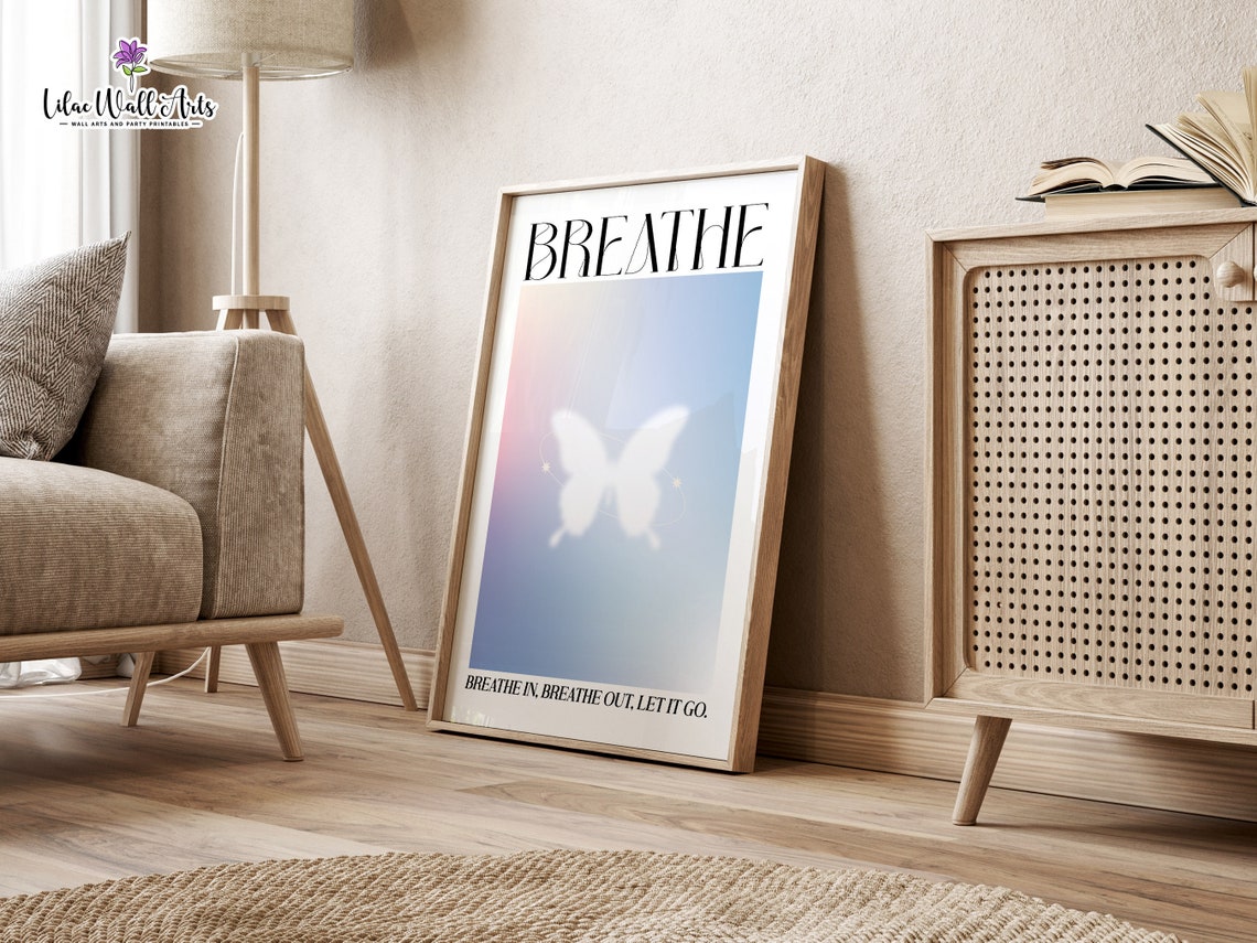 Breathe Butterfly Blue Aura Breathe In Breathe Out Let It Go Poster - Image 6