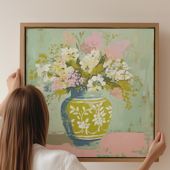 Pastel Floral Still Life Art Print, Vintage Inspired