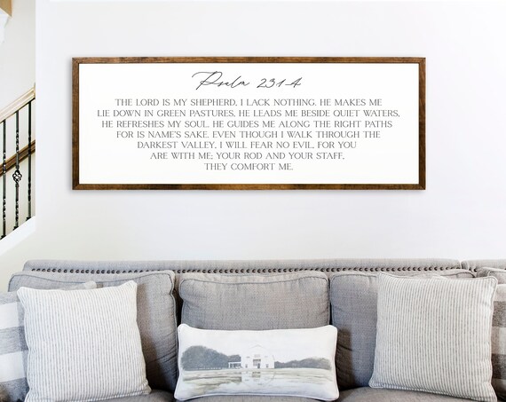 Psalm 23 The Lord Is My Shepherd Christian Scripture Wood Sign Wall Art