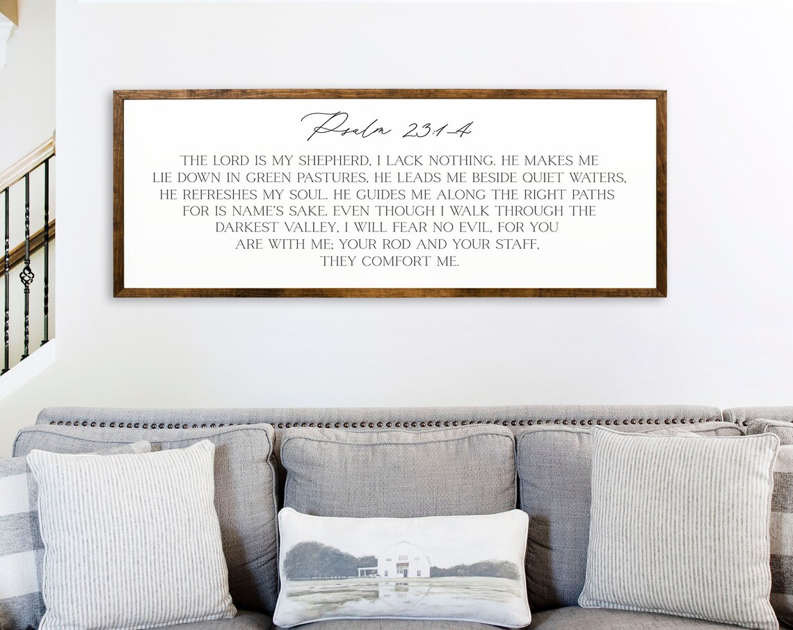 Psalm 23 The Lord Is My Shepherd Christian Scripture Wood Sign Wall Art
