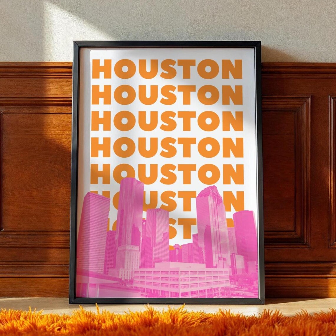 Houston Texas Travel Poster, City Skyline Art Print