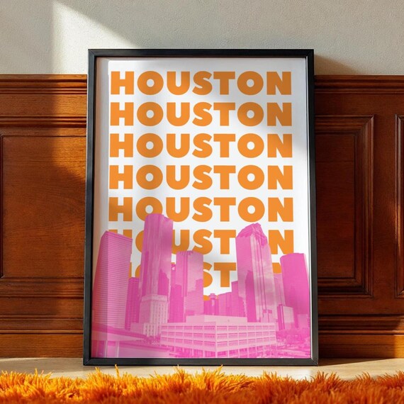Houston Texas Travel Poster, City Skyline Art Print