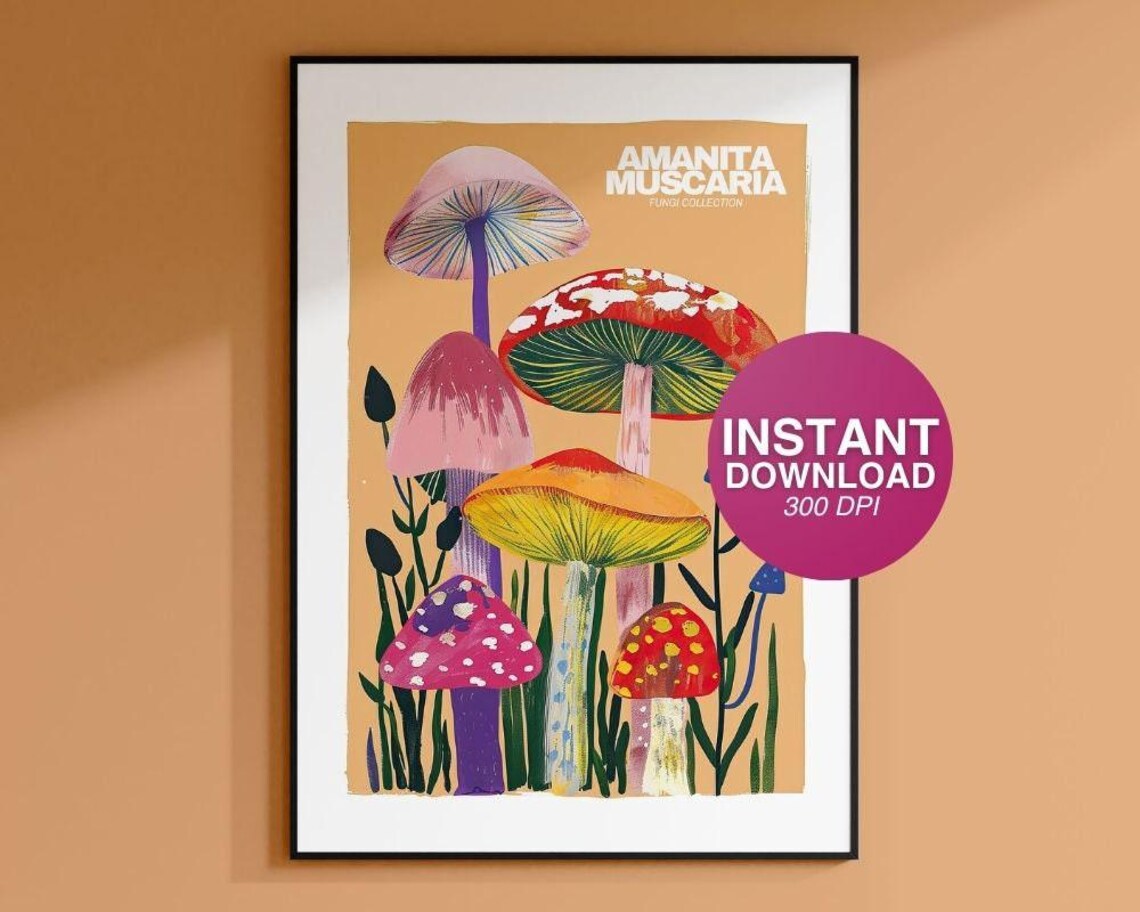 Mushroom Illustrations, Vintage Botanical Art Print