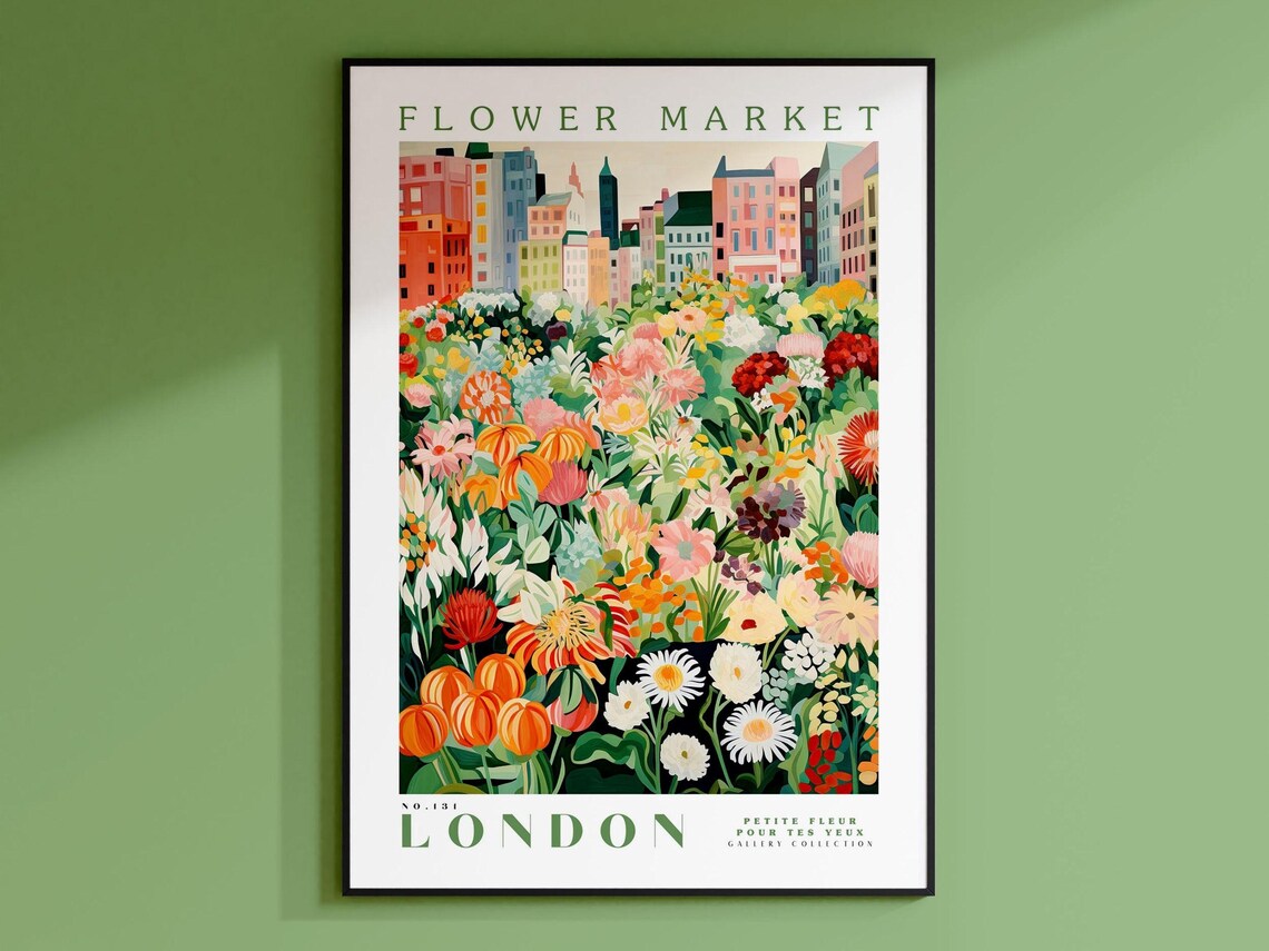 Flower Market London, Botanical Travel Art