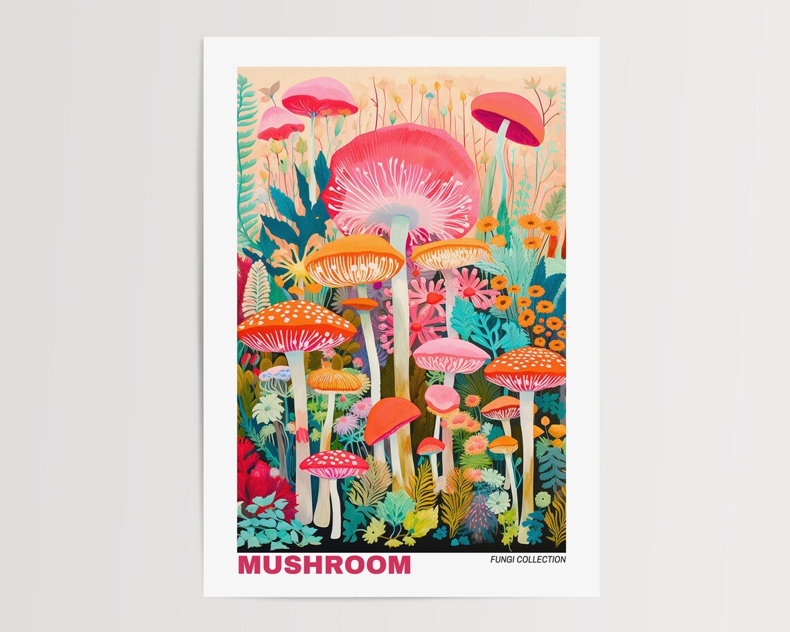 Vintage Mushroom Poster, Botanical Mushroom Decor