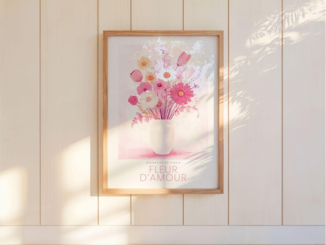 Pink Watercolor Floral Bouquet Vase Botanical Illustration Gallery Poster - Image 2